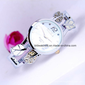 Brazalete redondo plateado para mujer Brazalete reloj de cuarzo